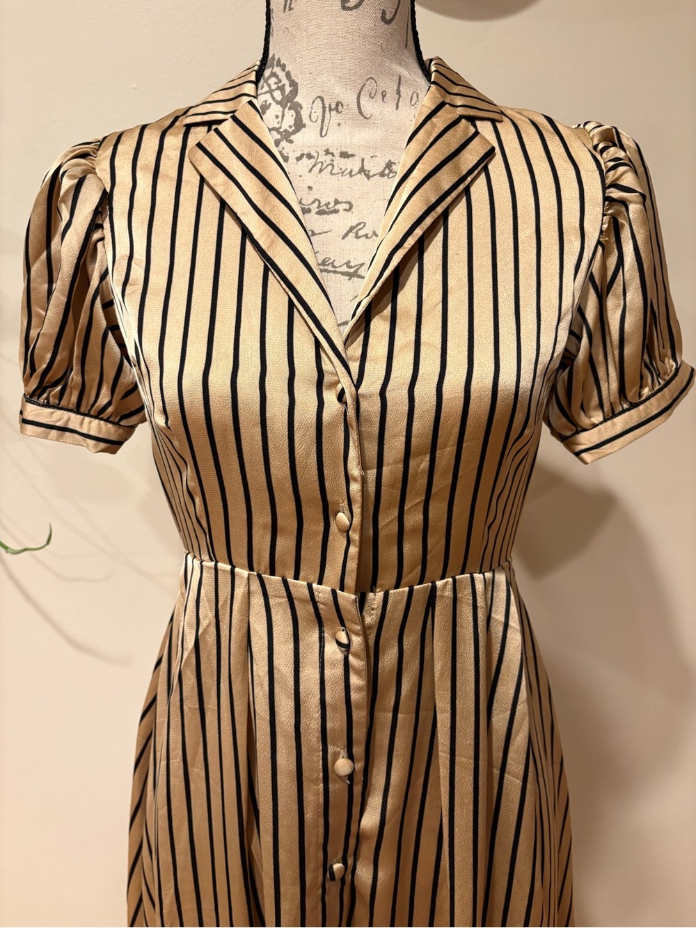 Striped Taupe Button-Front Maxi Dress - Picture 3 of 4